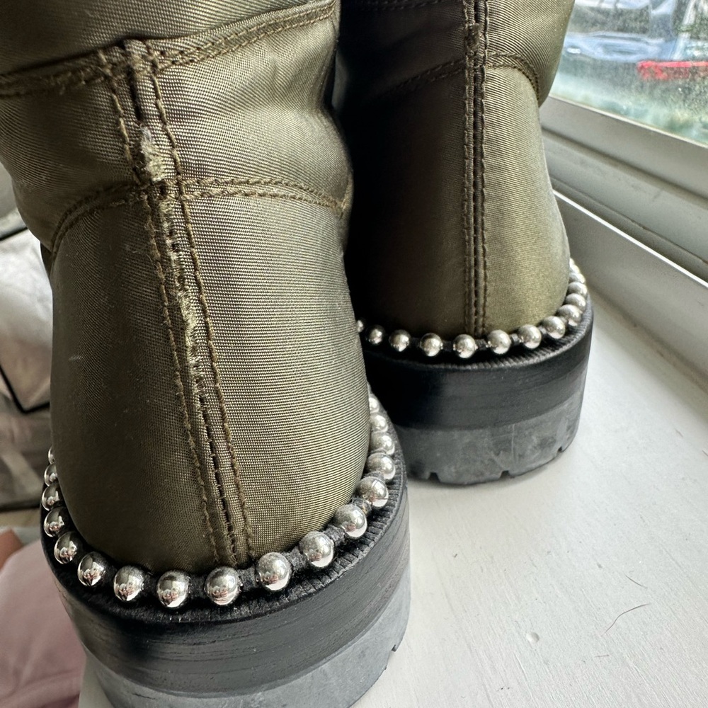 ALEXANDER WANG NYLON COOPER BOOTS W/ GROMMETS-38.5 -ARMY GREEN- GREAT CONDITION - Picture 4 of 8